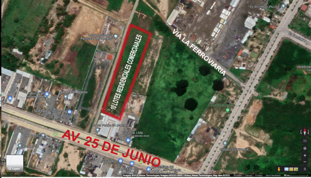 Venta de Lotes Comerciales y Residenciales de 1.440m2 cerca al Terminal Terrestre